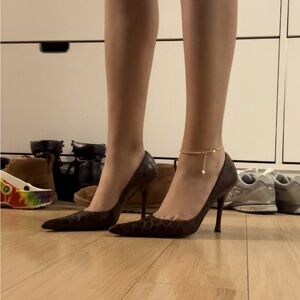 Brown leather heels